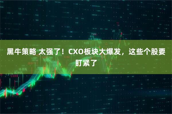 黑牛策略 太强了！CXO板块大爆发，这些个股要盯紧了